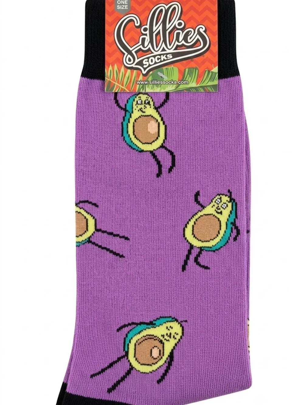 Sillies Novelty Dancing Avocado Crew Socks Purple One Size NWT